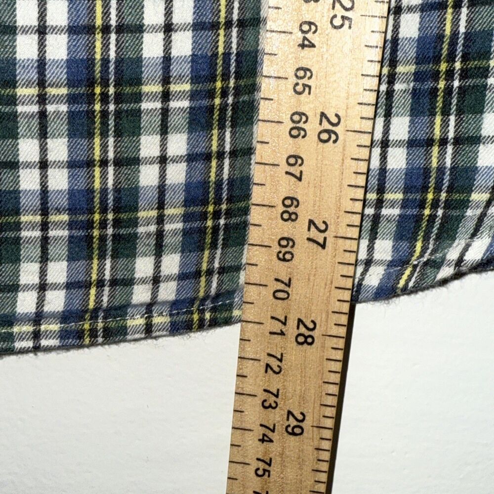 J.Crew Mens Flannel Blue Green White Plaid Long Sleeve Shirt Botton Down Size M - Picture 8 of 10